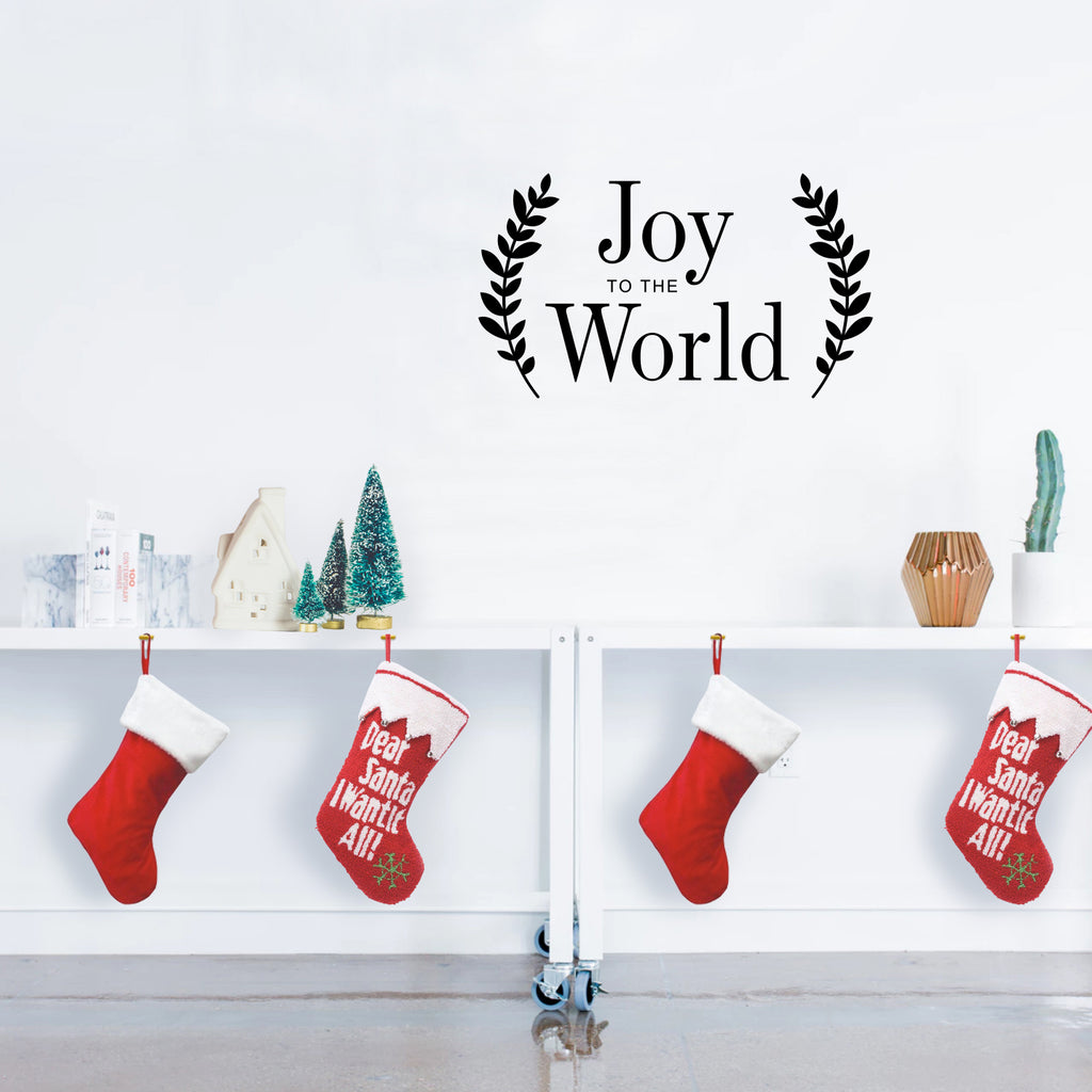 Vinyl Wall Art Decal - Joy" to The World - 13" x 23" - Christmas Seasonal Holiday Winter Decoration Sticker - Indoor Outdoor Home Office Wall Door Window Bedroom Workplace Decals (13" x 23", Black) 660078127339