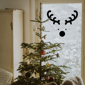Vinyl Wall Art Decal - Reindeer Face - 20" x 23" - Christmas Seasonal Holiday Decoration Sticker - Indoor Outdoor Window Home Living Room Bedroom Apartment Office Door Decor (20" x 23", Black) 660078127612
