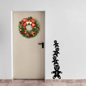 Vinyl Wall Art Decal - 4 Stacked Gingerbread Men - 39" x 11" - Christmas Seasonal Holiday Decoration Sticker - Indoor Outdoor Window Home Living Room Bedroom Apartment Office Door Decor 660078127643