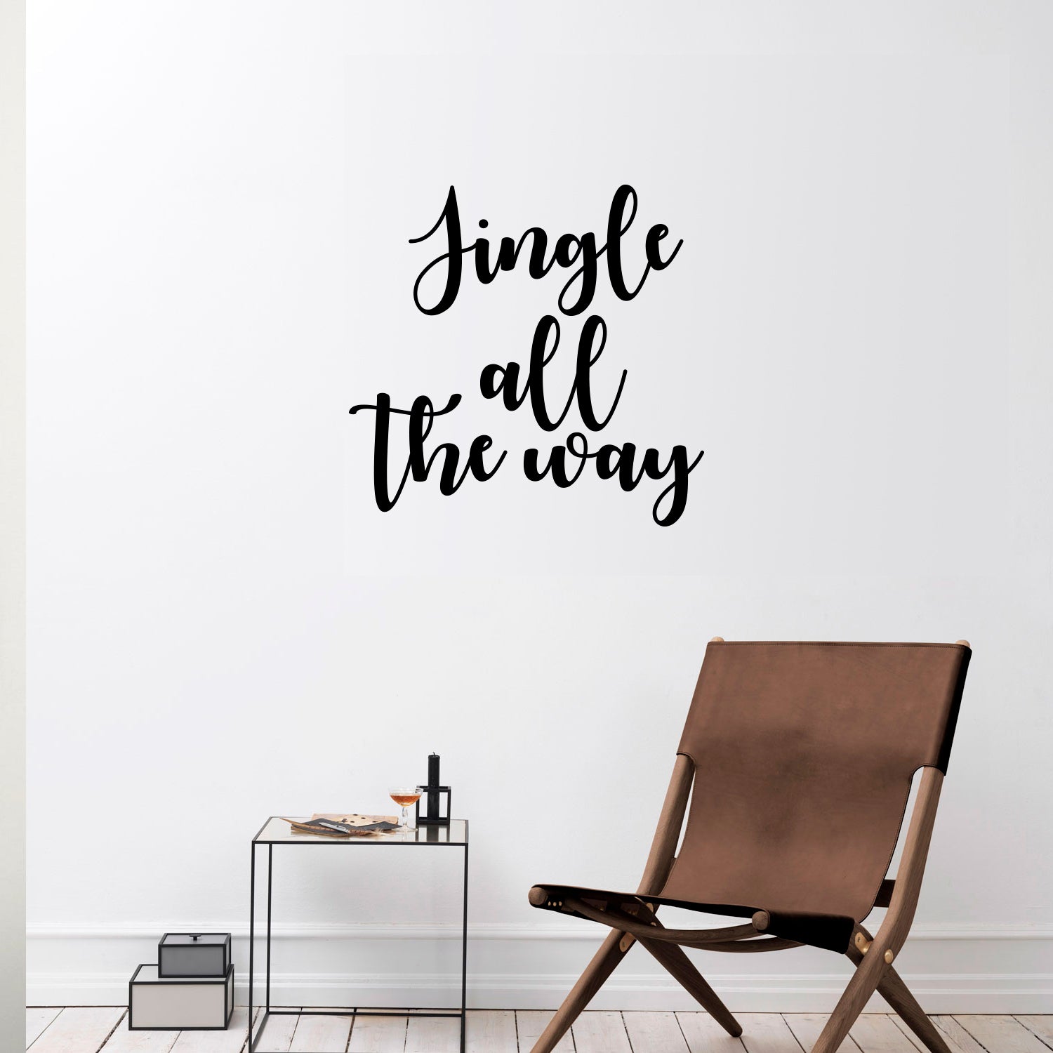 Vinyl Wall Art Decal - Jingle All The Way - 22" x 22.5" - Christmas Seasonal Holiday Decoration Sticker - Indoor Outdoor Home Office Wall Door Window Bedroom Workplace Decals (22" x 22.5", Black) 660078127841