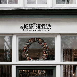 Vinyl Wall Art Decal - Dear Santa - 6" x 22.5" - Snowflakes Christmas Seasonal Holiday Decoration Sticker - Indoor Outdoor Home Office Wall Door Window Bedroom Workplace Decals (6" x 22.5", Black) 660078127896