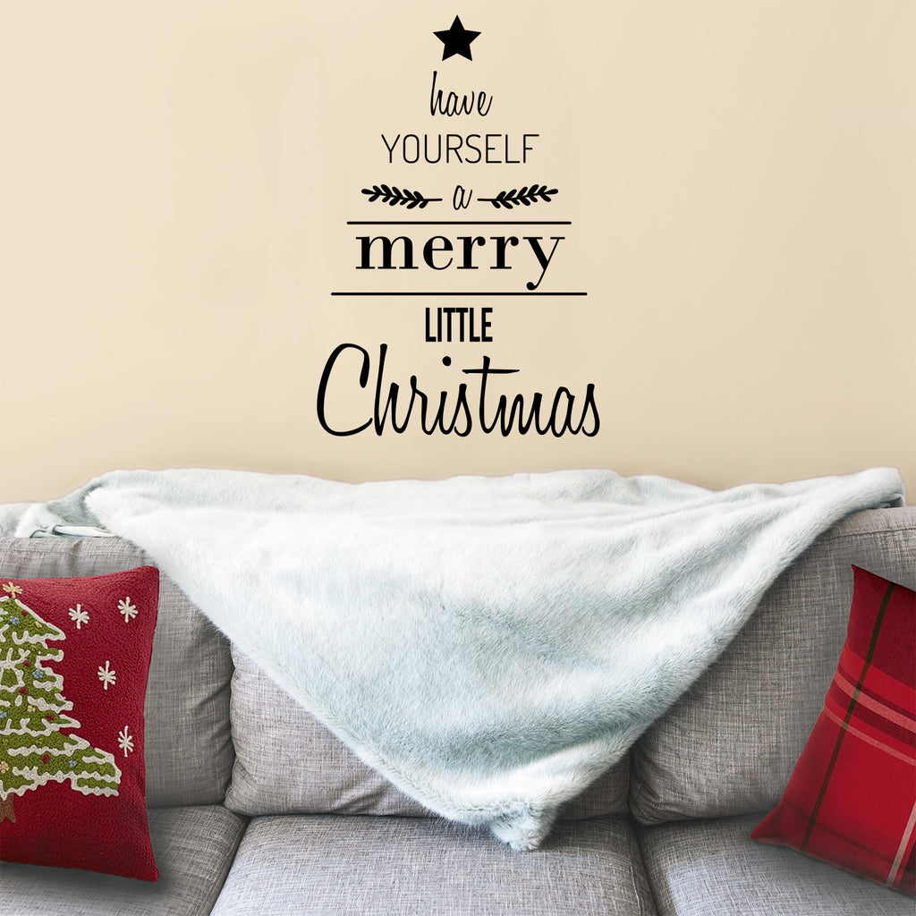 Vinyl Wall Art Decal - Have Yourself A Merry Little Christmas - 34" x 23" - Seasonal Holiday Sticker - Indoor Window Home Living Room Bedroom Apartment Office Workplace Door Decor (34" x 23", Black) 660078128060