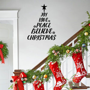 Vinyl Wall Art Decal - Christmas Tree Words - 29" x 23" - Holiday Seasonal Sticker Decoration - Indoor Home Apartment Office Wall Door Window Bedroom Workplace Decor Decals (29" x 23", Black) 660078128442