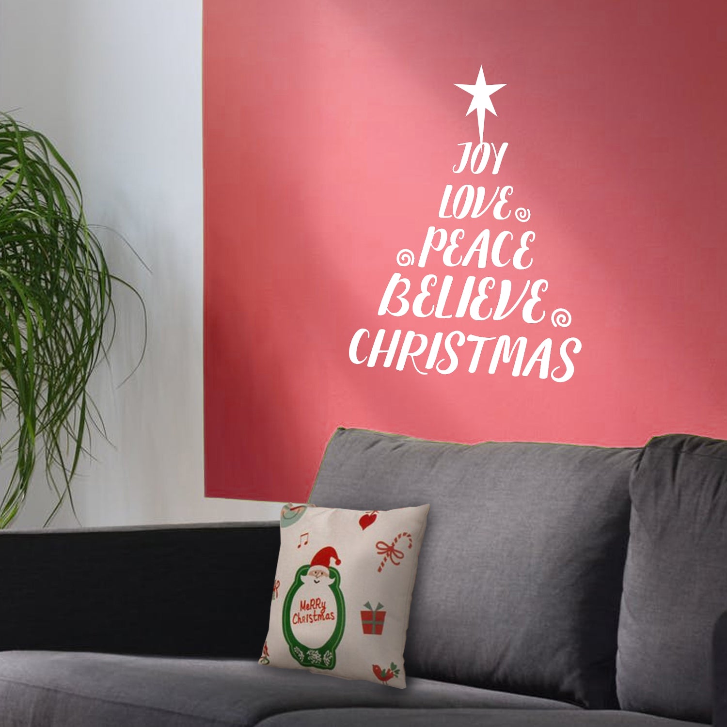 Vinyl Wall Art Decal - Christmas Tree Words - 29" x 23" - Holiday Seasonal Sticker Decoration - Indoor Home Apartment Office Wall Door Window Bedroom Workplace Decor Decals (29" x 23", White) 660078128459