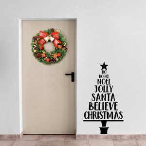 Vinyl Wall Art Decal - Christmas Tree Words - 39" x 22" - Christmas Holiday Seasonal Sticker - Home Apartment Wall Door Window Work Decor Decals (39" x 22", Black) 660078128770