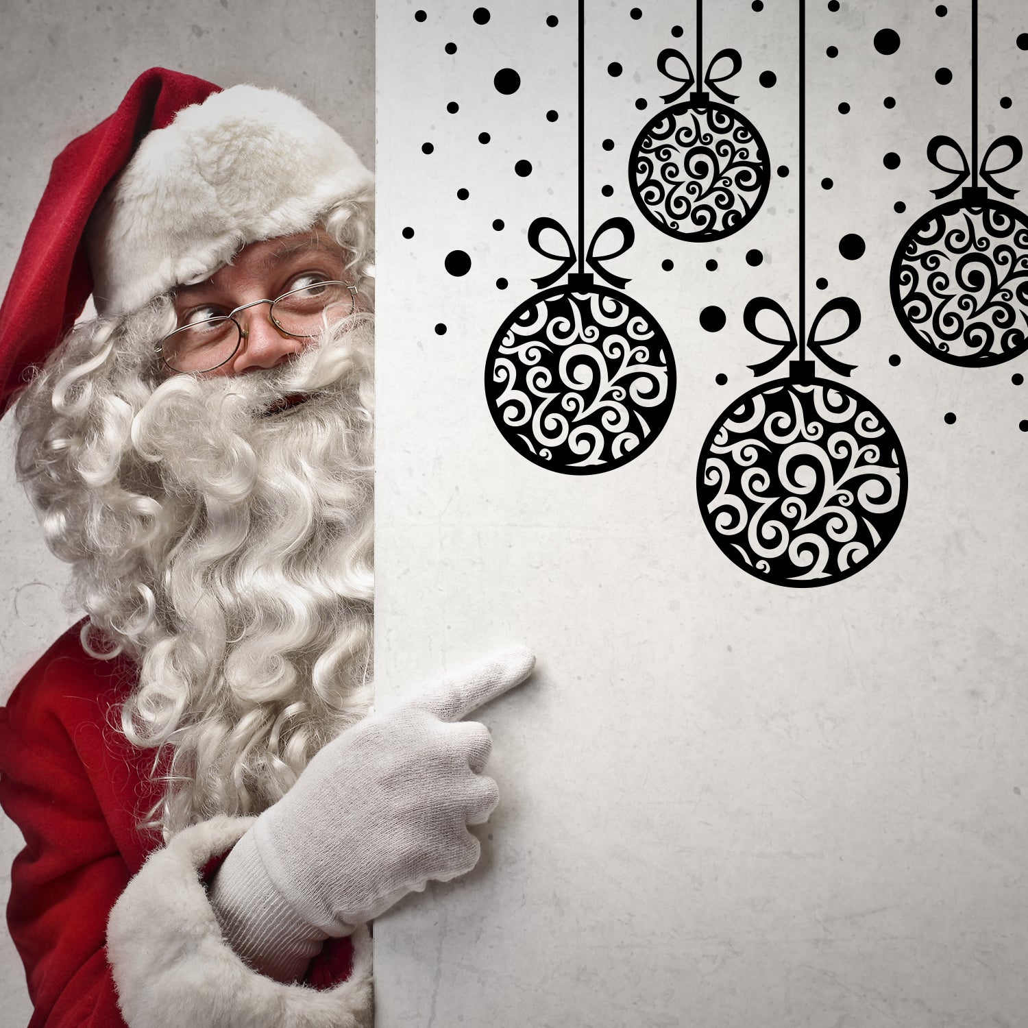 Set of 4 Vinyl Wall Art Decal - Ornaments - 23" x 28" - Christmas Holiday Seasonal Decoration Sticker - Indoor Outdoor Home Office Wall Door Window Living Room Bedroom Decor Decals (23" x 28", Black) 660078128831