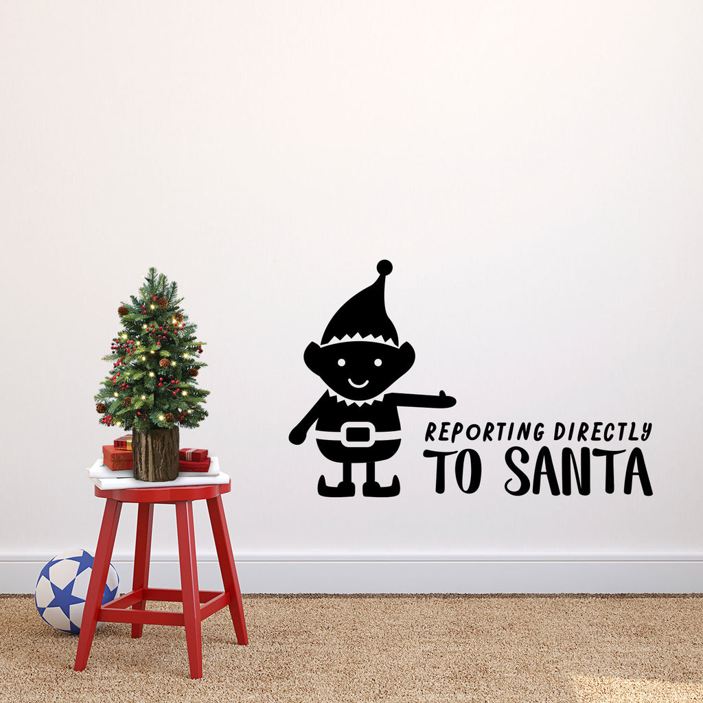Vinyl Wall Art Decal - Reporting Directly" to Santa - 22.5" x 35" - Christmas Holiday Seasonal Sticker - Home Apartment Wall Door Window Bedroom Living Room Work Decor Decals (22.5" x 35", Black) 660078128893