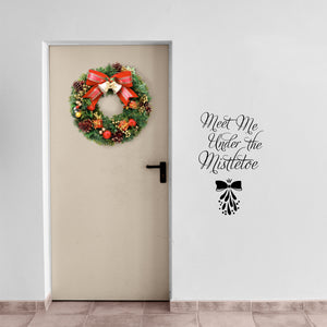 Vinyl Wall Art Decal - Meet Me Under The Mistletoe - 22.5" x 14" - Christmas Seasonal Holiday Decoration Sticker - Indoor Outdoor Home Office Wall Door Window Bedroom Workplace Decals 660078128978