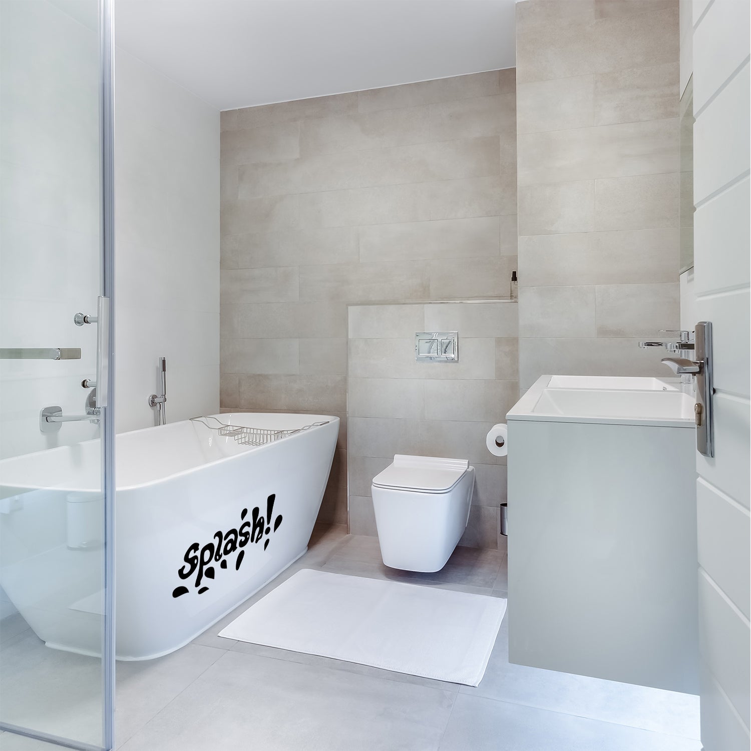 Vinyl Wall Art Decal - Splash - 10" x 23" - Fun Wet Letters Home Bathroom Bathtub Shower Decor - Dorm Room Apartment Kids Room Decals - Soap Bubbles Water Patterns (10" x 23", Black) 660078129203