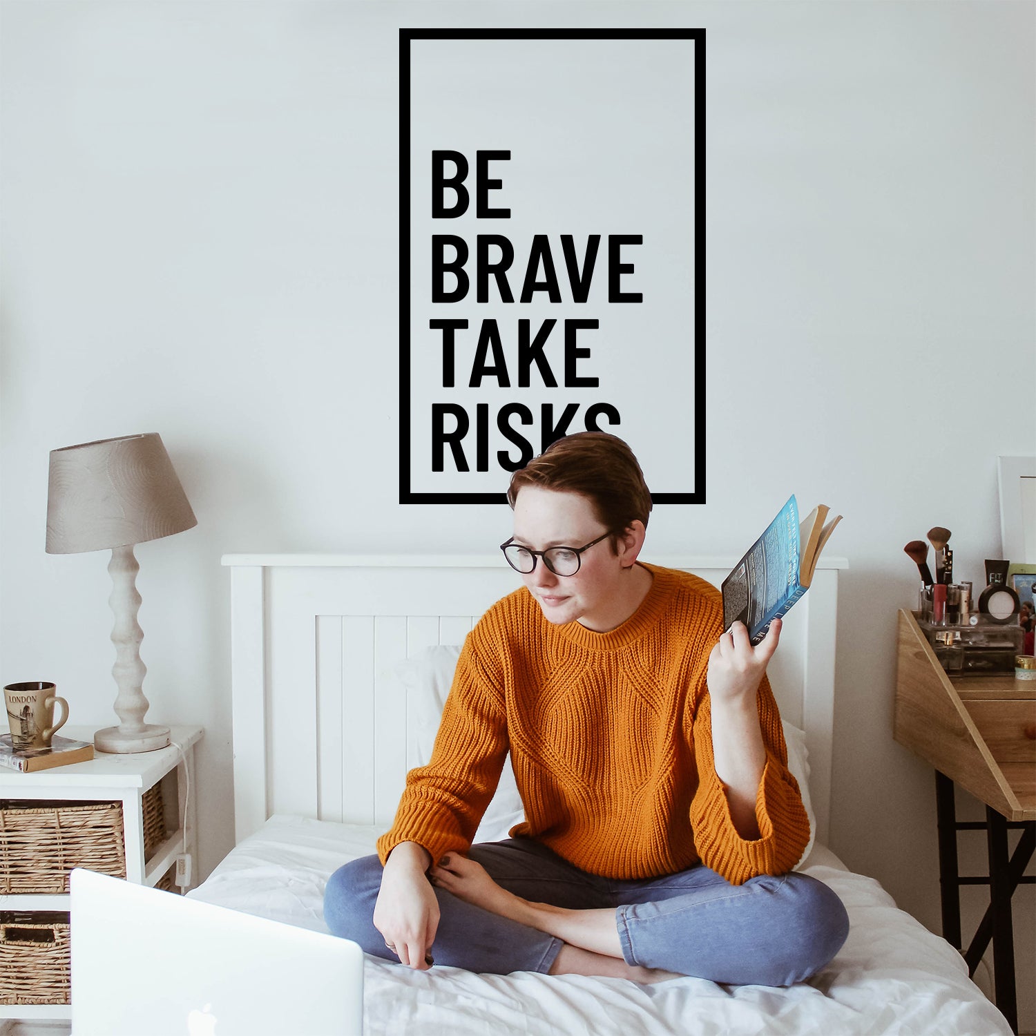 Vinyl Wall Art Decal - Be Brave Take Risks - 31" x 20" - Motivational Life Quote for Home Bedroom Living Room Work Office - Positive Quotes for Apartment Workplace Decor 660078130384