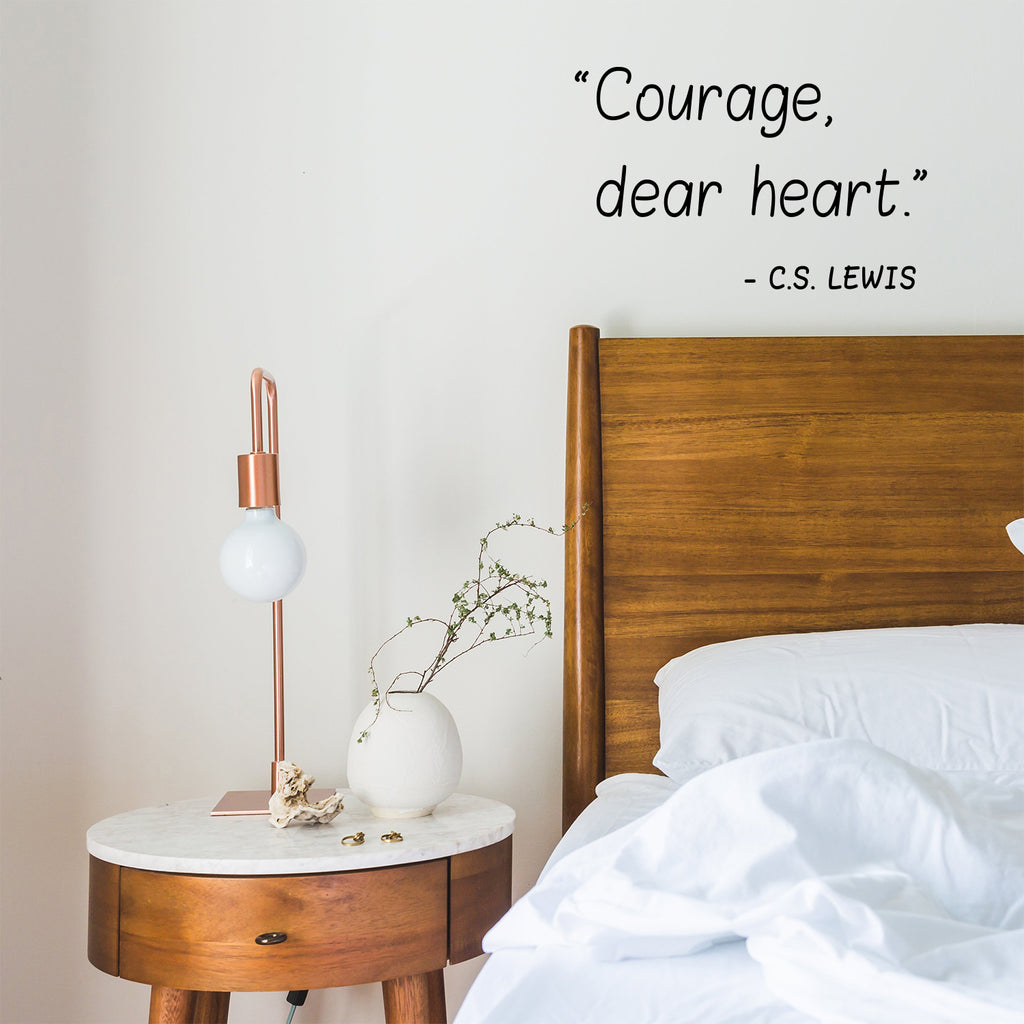 Vinyl Wall Art Decal - Courage Dear Heart - 22" x 18" - C.S. Lewis Motivational Life Quote for Home Bedroom Living Room Work Office - Positive Quotes for Apartment Workplace Decor 660078131404