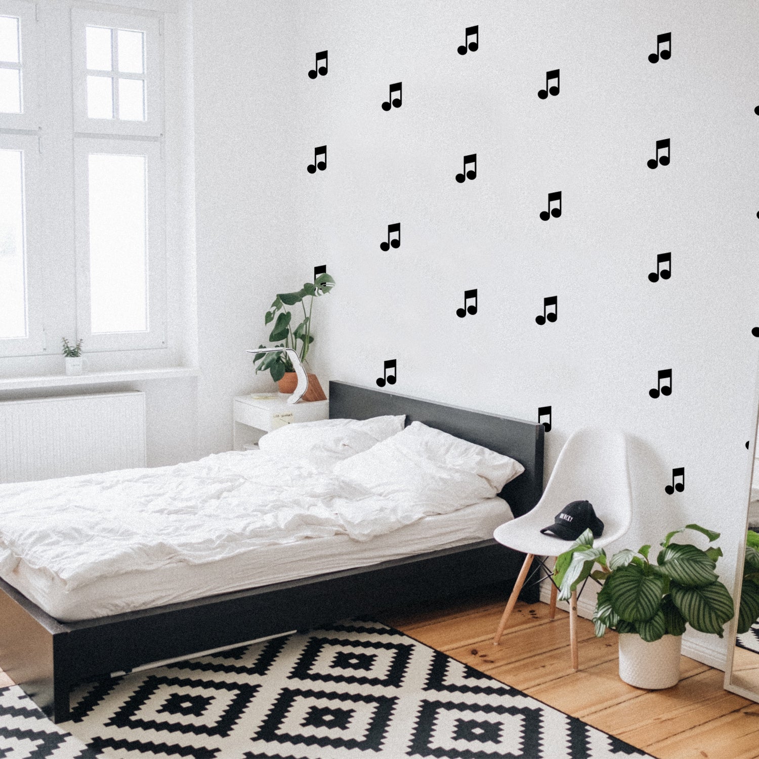 Set of 15 Vinyl Wall Art Decals - Musical Notes - 5" x 4" Each - Cool Modern Music Lovers Home Living Room Bedroom Stickers - Trendy Office Business Workplace Decorations (5" x 4" Each, Black) 660078132203