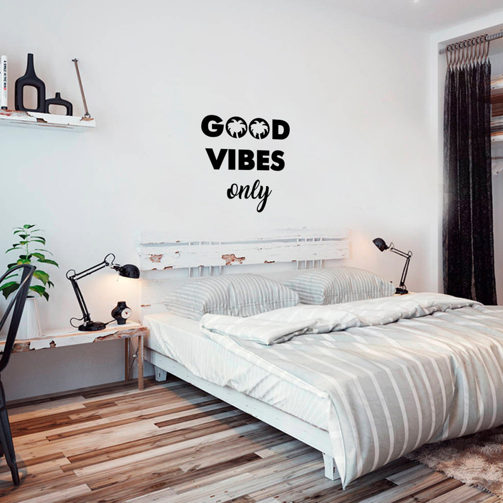 Vinyl Wall Art Decal - Good Vibes Only - 25" x 23" - Motivational Home Bedroom Apartment Living Room Decor - Inspirational Workplace Office Work Quotes 660078132883