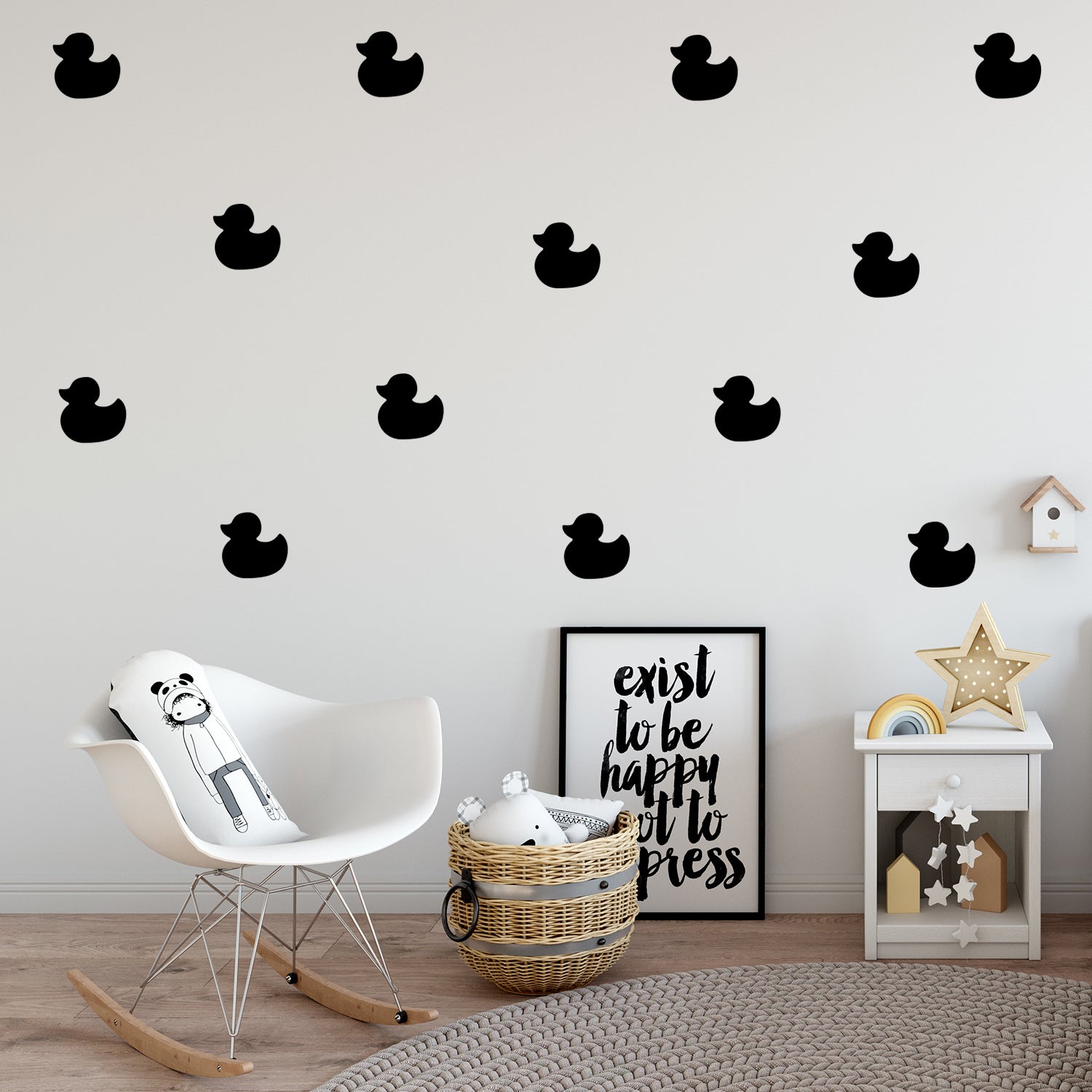 Set of 12 Vinyl Wall Art Decal - Little Ducks - 5" x 5" Each - Cute Fun Home Indoor Outdoor Bedroom Living Room Apartment Nursery - Shower Bath Time Nursery Playroom Decor (5" x 5" Each, Black) 660078133088