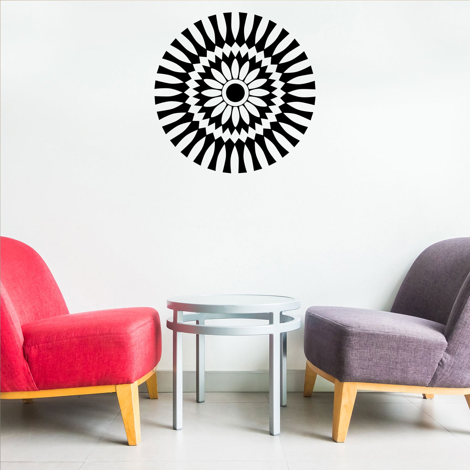 Vinyl Wall Art Decal - Abstract Sunflower Figure - 23" x 23" - Modern Home Bedroom Apartment Workplace Optical Illusion - Cool Living Room Door Office Work Door Window Decoration (23" x 23", Black) 660078133194