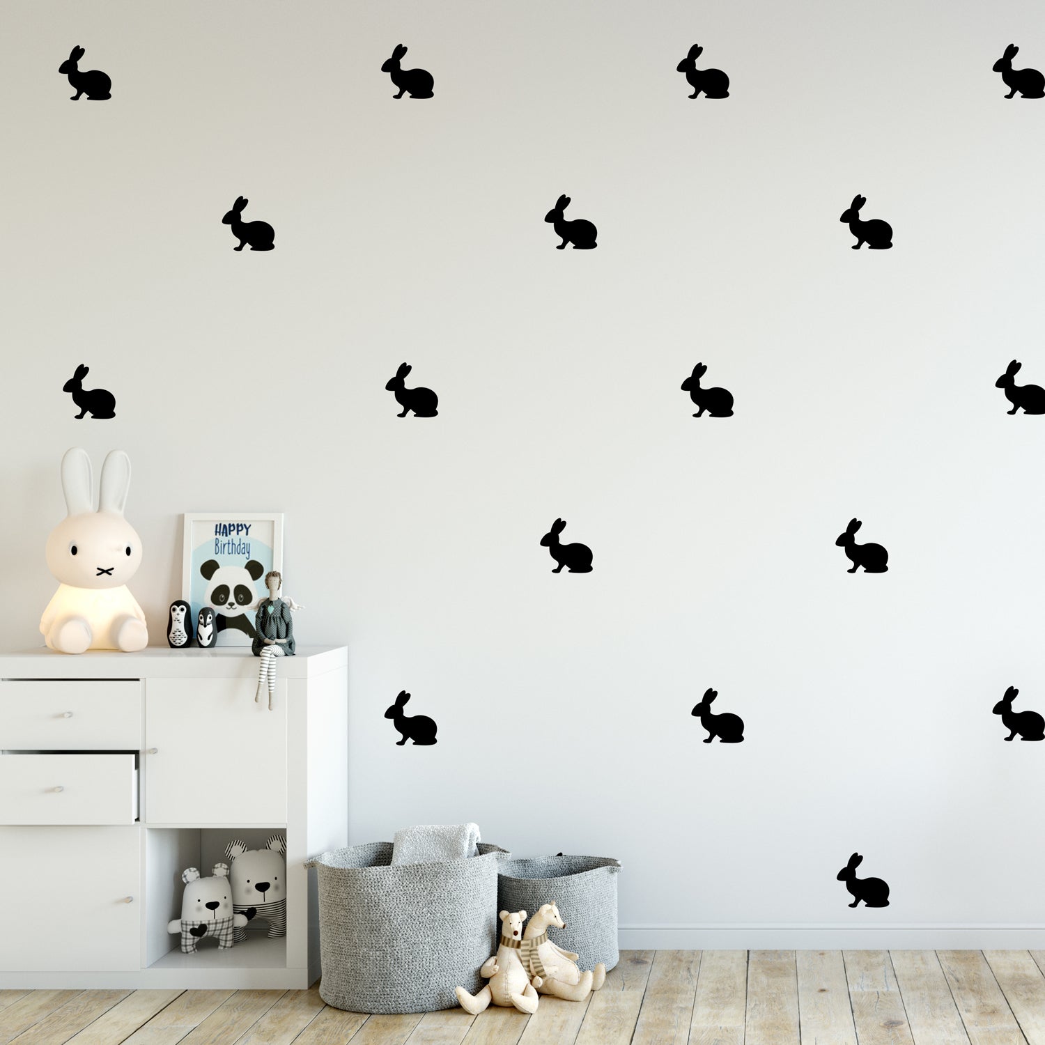 Set of 12 Vinyl Wall Art Decals - Bunnies - 4" x 4" - Fun Rabbits Home Bedroom Living Room Apartment Nursery Playroom - Cute Little Kids" toddler Teens Indoor Outdoor Decor (4" x 4", Black) 660078133361