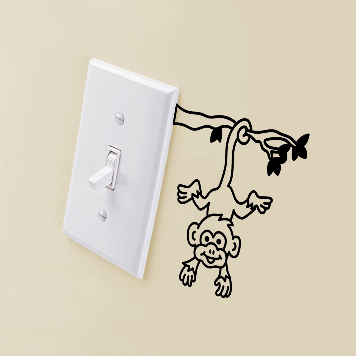 Vinyl Wall Art Decal - Monkey Hanging On Branch - 4" x 3" - Fun Decor for Light Switch Kids Boy Girl Bedroom Decor for Light Switch - Laptop Computer Peel and Stick Sticker Designs 660078133798