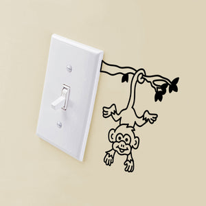 Vinyl Wall Art Decal - Monkey Hanging On Branch - 4" x 3" - Fun Decor for Light Switch Kids Boy Girl Bedroom Decor for Light Switch - Laptop Computer Peel and Stick Sticker Designs 660078133798