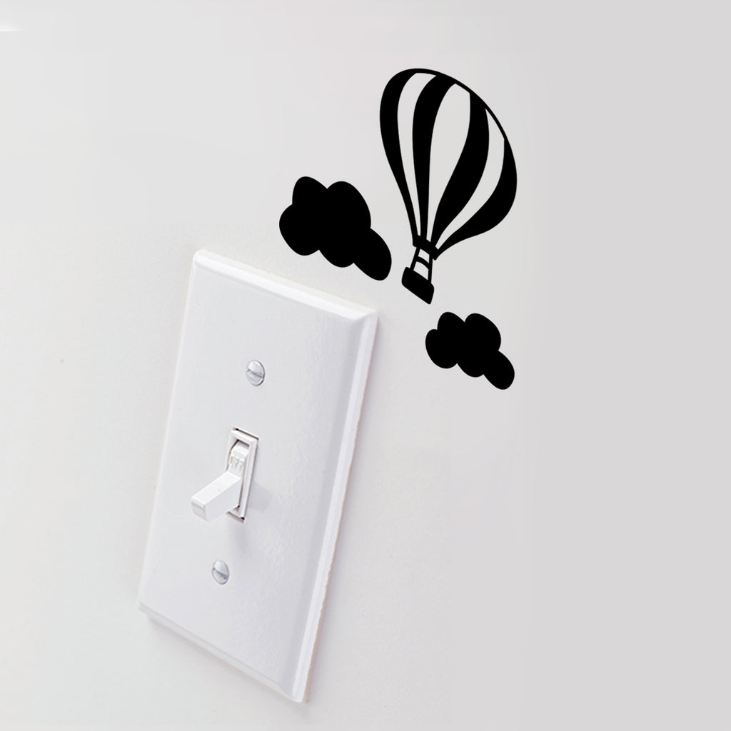 Vinyl Wall Art Decal - Hot Air Balloon and Clouds - 4" x 4" - Cute Decor for Light Switch Window Mirror Luggage Car Bumper Laptop Computer Peel and Stick Skin Sticker Designs 660078135327
