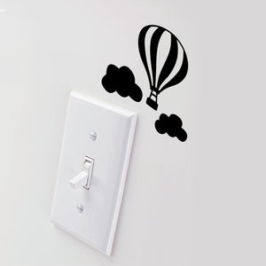 Vinyl Wall Art Decal - Hot Air Balloon and Clouds - 4" x 4" - Cute Decor for Light Switch Window Mirror Luggage Car Bumper Laptop Computer Peel and Stick Skin Sticker Designs 660078135327