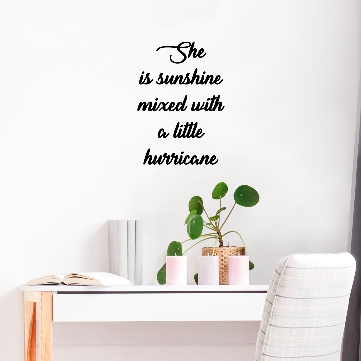 Vinyl Wall Art Decal - She is Sunshine Mixed with A Little Hurricane - 22.5" x 19" - Women's Empowerment Positive Bedroom Apartment Decor - Motivational Home Living Room Office Workplace Quotes 660078136232