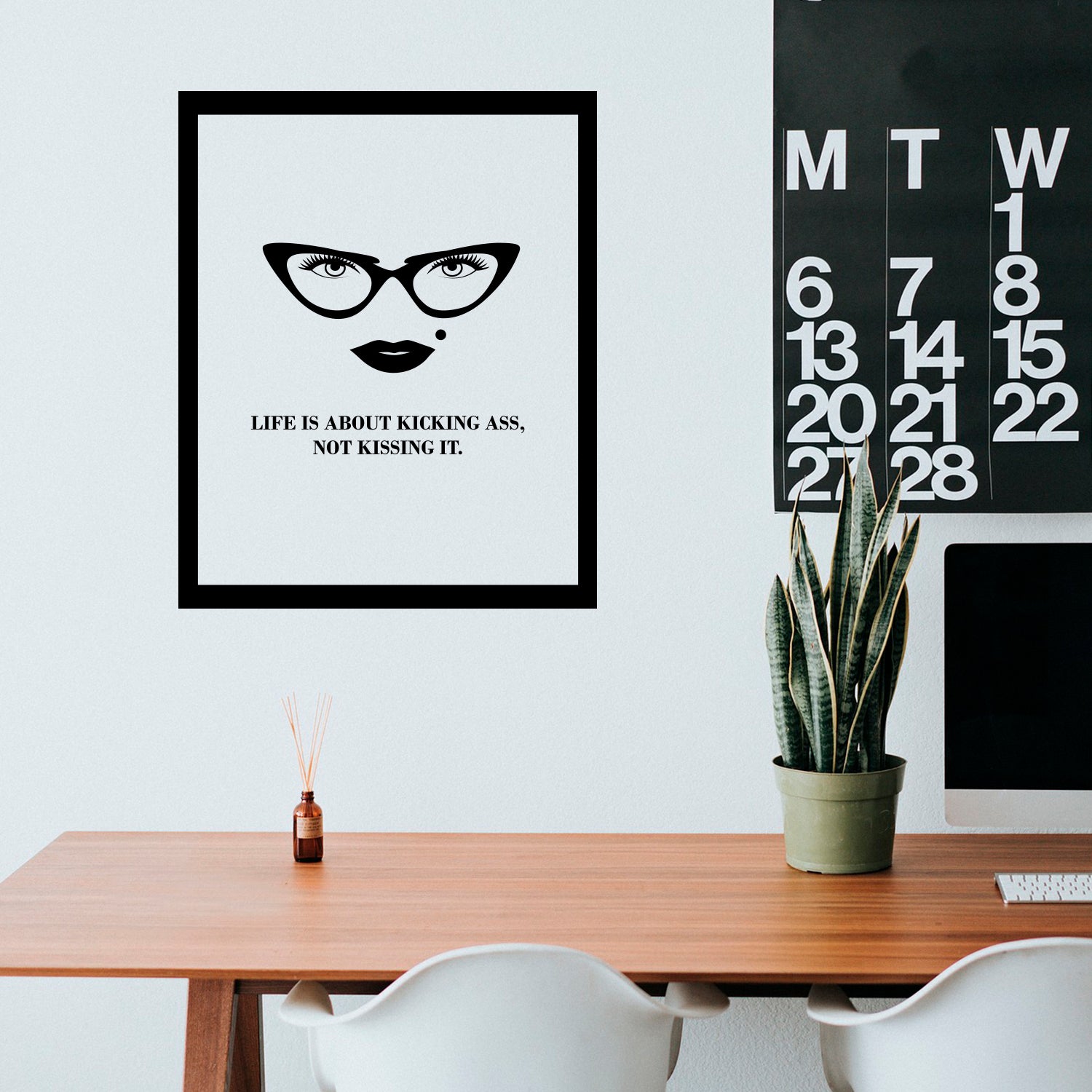 Vinyl Wall Art Decal - Life is About Kicking A$s Not Kissing It - 28" x 23" - Women's Girly Motivational Empowerment Home Living Room Bedroom Life Work Office Quotes Decor (28" x 23", Black) 660078136737