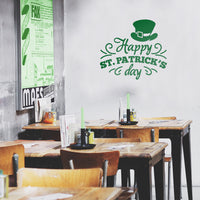 St Patrick's Day Vinyl Wall Art Decal - Happy St Patrick's Day - 20" x 23" - St Patty's Holiday Home Living Room Bedroom Sticker - Indoor Outdoor Office Workplace Apartment Decor