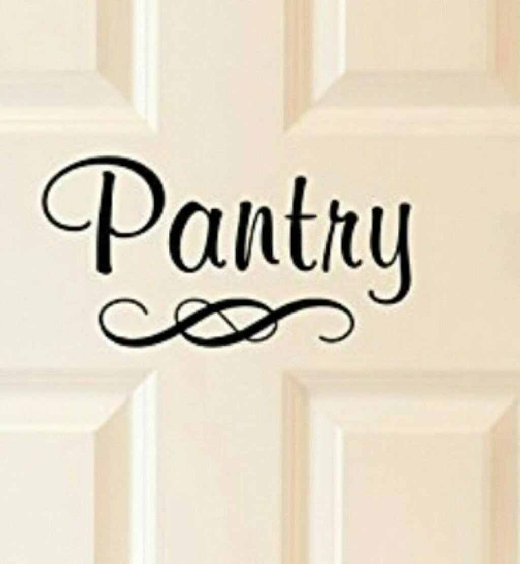 Vinyl Wall Art Decal - Pantry - 4.6" x 9" - Cursive Lettering Food Cupboard Storeroom Label for Home Dining Room Kitchen Sticker Decor - Modern Apartment Peel and Stick Adhesive Decals 767675038683
