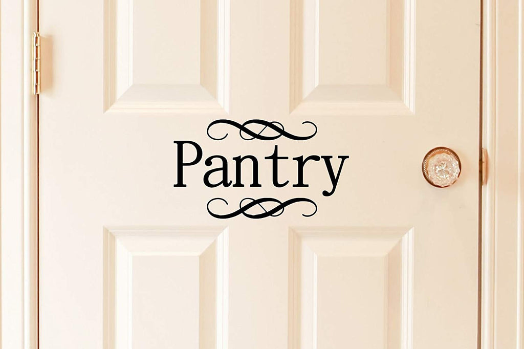 Vinyl Wall Art Decal - Pantry - 5" x 9" - Cursive Lettering Food Cupboard Storeroom Label for Home Dining Room Kitchen Sticker Decor - Modern Apartment Peel and Stick Adhesive Decals 767675038690