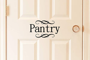 Vinyl Wall Art Decal - Pantry - 5" x 9" - Cursive Lettering Food Cupboard Storeroom Label for Home Dining Room Kitchen Sticker Decor - Modern Apartment Peel and Stick Adhesive Decals 767675038690