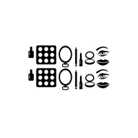 Makeup Set of 16 Vinyl Art Wall Decals - 1" to 4" Each - Vinyl Wall Stickers - Beauty Trend Vinyl Stickers - Bedroom Dorm Room Vinyl Stickers - Fashion Wall Art Vinyl Sticker Decor 660078099407