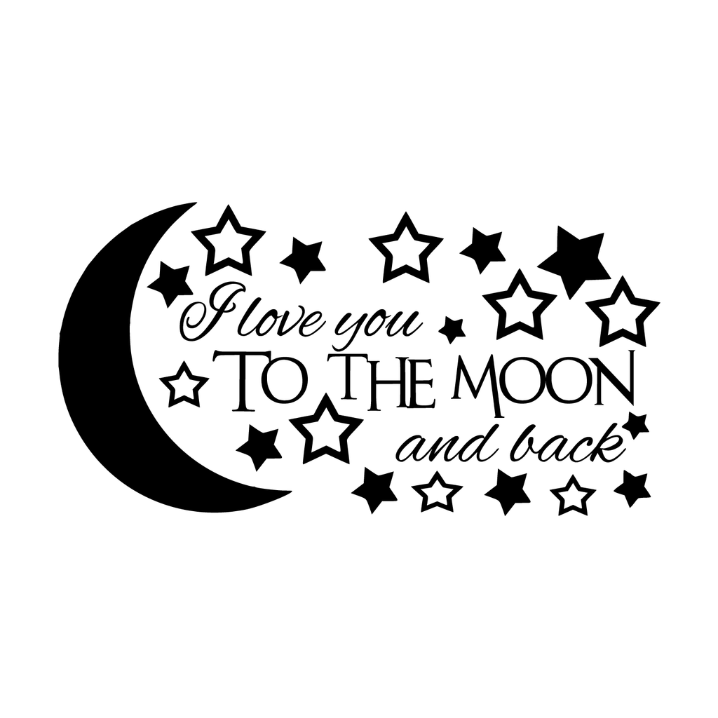 I love you to the moon and back - 22" x 11" - vinyl wall decal sticker art