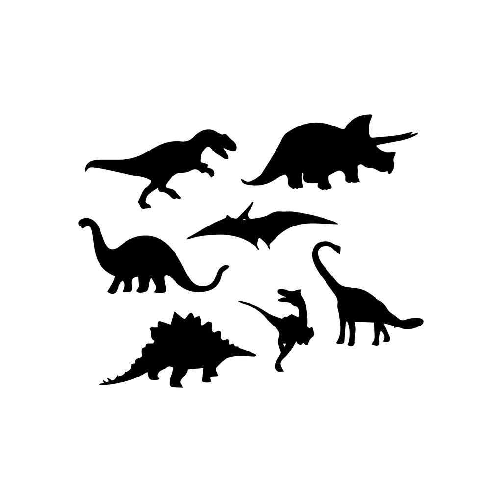 7 Pack Dinosaurs Vinyl Wall Art Stickers - 5" x 12" - Boy's Room Wall Decor- Cute Vinyl Sticker Decals - Nursery Room Dino Decorations 660078088968