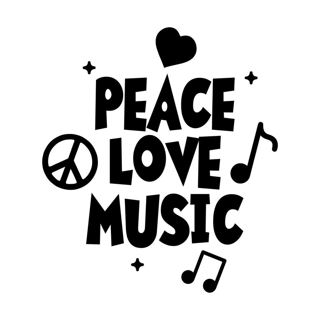 Vinyl Wall Art Decal - Peace Love Music - 26" x 23" - Modern Urban Music Lover Quote for Home Living Room Bedroom Sticker - Trendy Good Vibes for Office Business Workplace Decor 660078119365