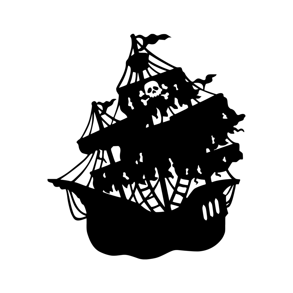 Pirate Ship - 17.5" x 20" - Vinyl Wall Decal Sticker Art