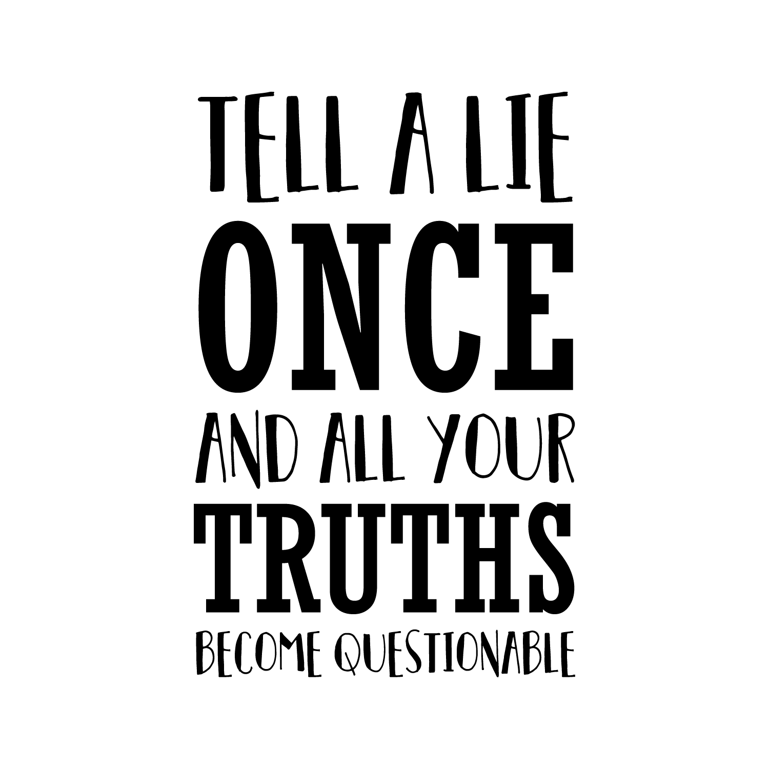 Vinyl Wall Art Decal - Tell A Lie Once and All Your Truths Become Questionable - 23" x 15" - Business Workplace Bedroom Decoration - Motivational Wall Home Office Decor Stickers 660078119921
