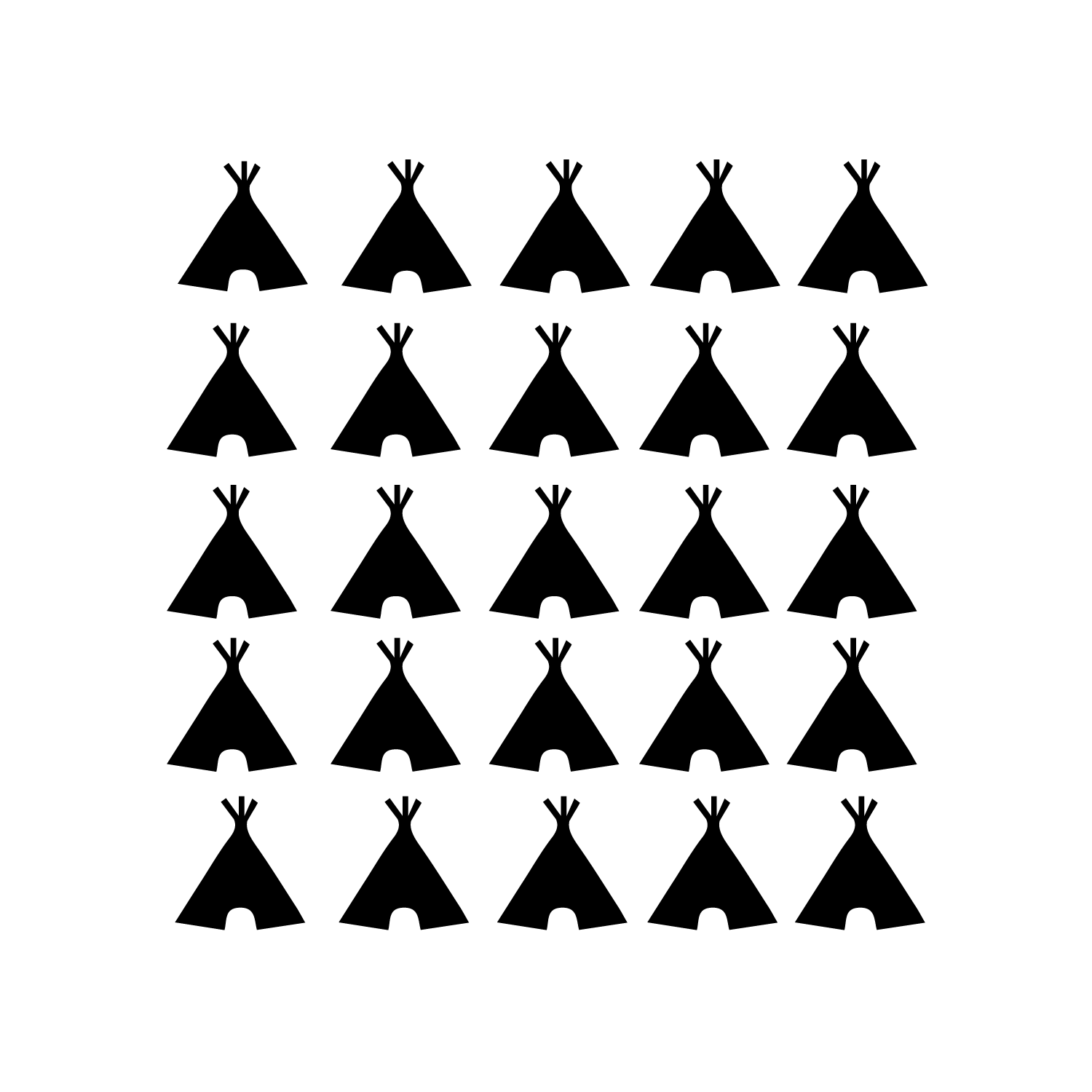 Set of 25 Vinyl Wall Art Decal - Teepee Tents - 2" x 2" Each - Kids Teens Room Stickers - Wild West Tribal Desert Theme Home Play Room Bedroom Nursery Living Room Apartment Decor 660078116050