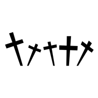 Set of 5 Vinyl Wall Art Decals - Cross Gravestones - from 20" x 15" Each - Spooky Halloween Seasonal Movie Props Indoor Outdoor Wall Door Window Living Room Office Decor 660078119044