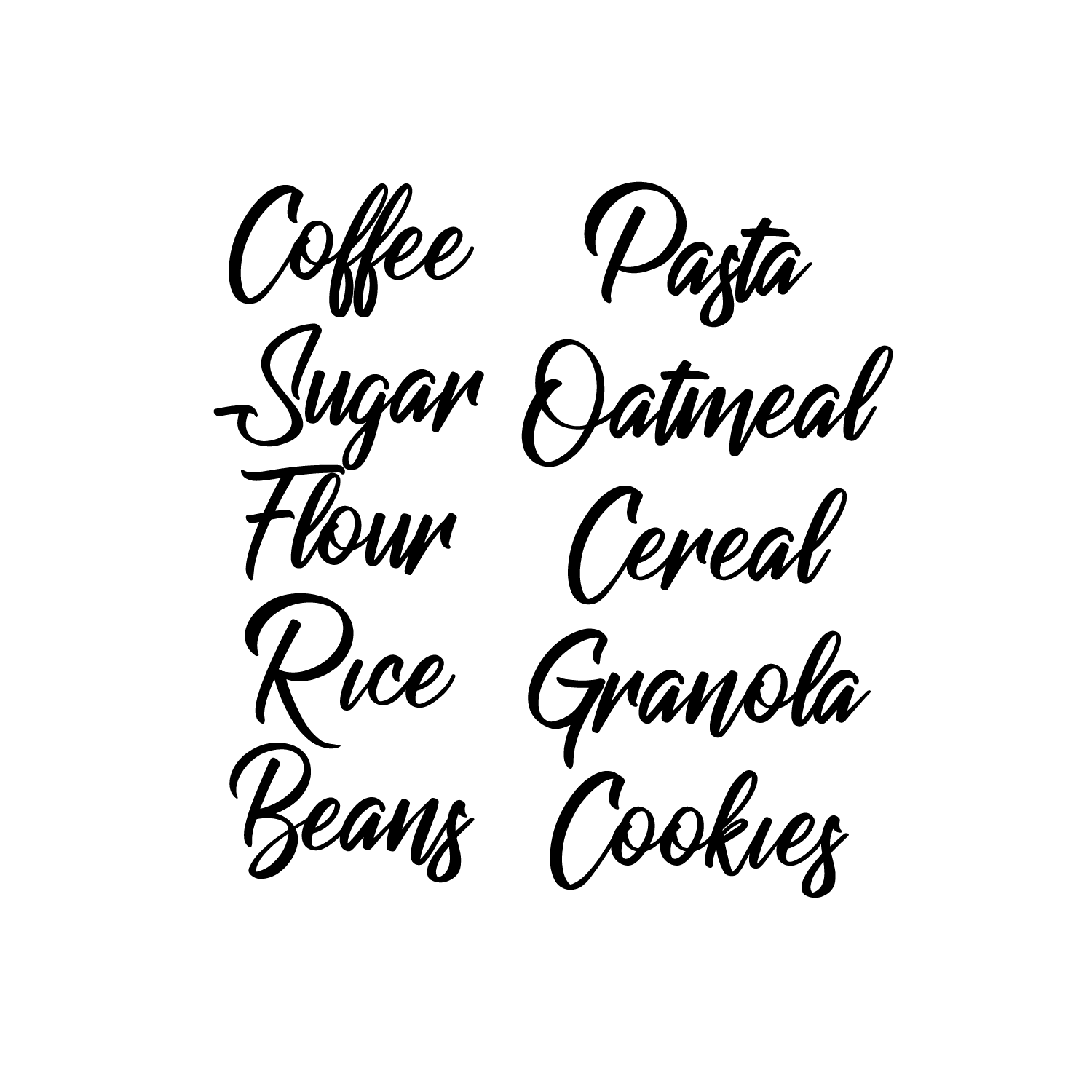 Storage Container Vinyl Labels Set of 10-2.5" to 7" Each - Kitchen Jars Containers Pantry Organization Labels - Modern Home Decor Peel Off Stickers