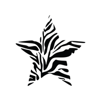 Zebra Print Star-  22" x 22"-  Wall Decal Sticker Art