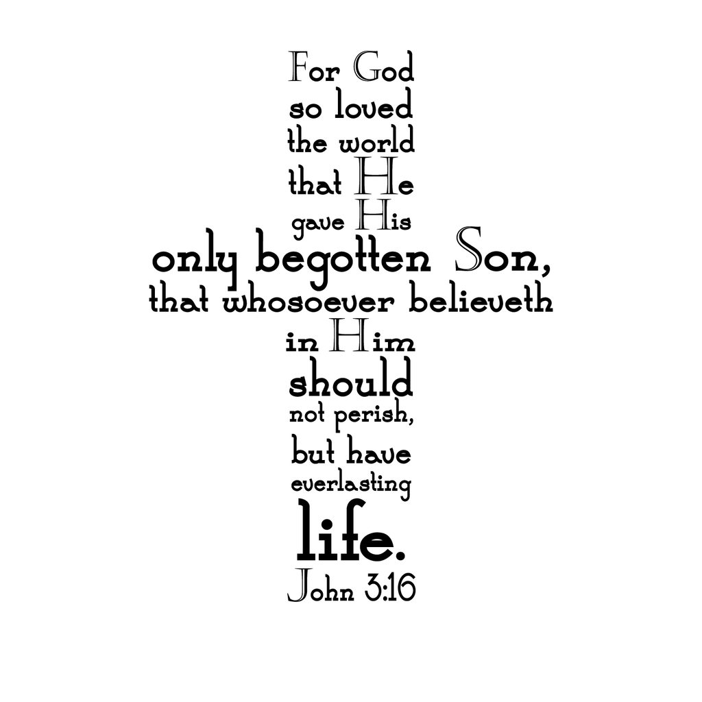 John 3:16 Cross Style Religious Bible Verse Wall Decal