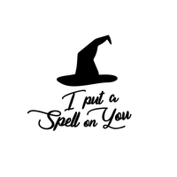 Vinyl Wall Art Decal - I Put A Spell On You - 20" x 22" - Witch Hat Seasonal Greeting Letters Decoration Sticker - Teens Adults Indoor Outdoor Wall Door Window Living Room Office Decor 660078119808