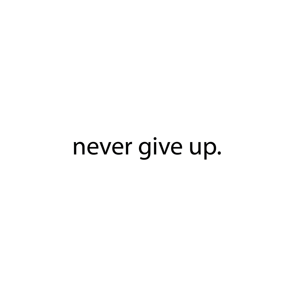 Motivational Art Decal Never Give Up Wall Decoration Vinyl Sticker - Black - Wall Art Decal - 18" x 2" Decoration Sticker - Life Quote Decal - Over The Door Vinyl Sticker - Peel Off Vinyl Decals