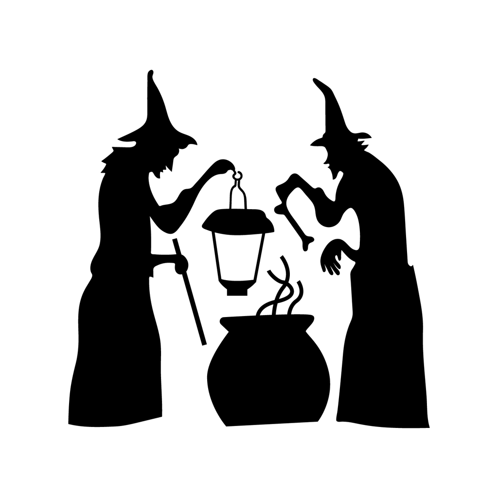 Vinyl Wall Art Decal - 2 Witches and Cauldron - 22.5" x 22.5" - Spooky Halloween Season Decoration Sticker - Trendy Kids Teens Adults Indoor Outdoor Wall Door Window Living Room Office Decor 660078120002