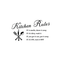 Kitchen Rules Word - 22" x 12" - Vinyl Wall Decal Art Decoration Sticker