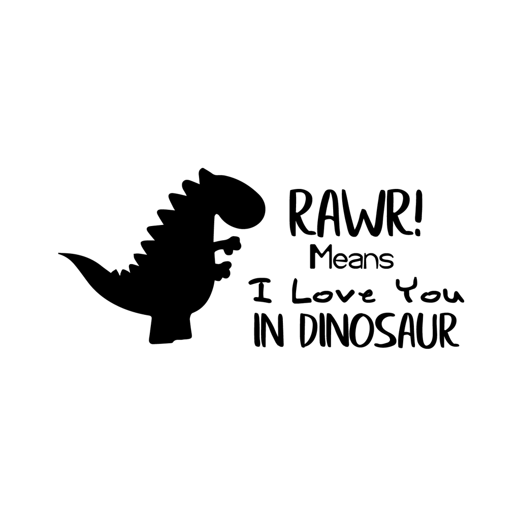 Vinyl Wall Art Decal - Rawr Means I Love You in Dinosaur - 16" x 36" - Cute Boys Little Girls Kids Adhesive Peel Off Sticker - Cute Nursery Bedroom Playroom Home Apartment Classroom Decor Stickers 660078116548