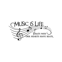 Music Is Life.. That's Why Our Hearts Have Beats Vinyl Wall Decal Sticker Art