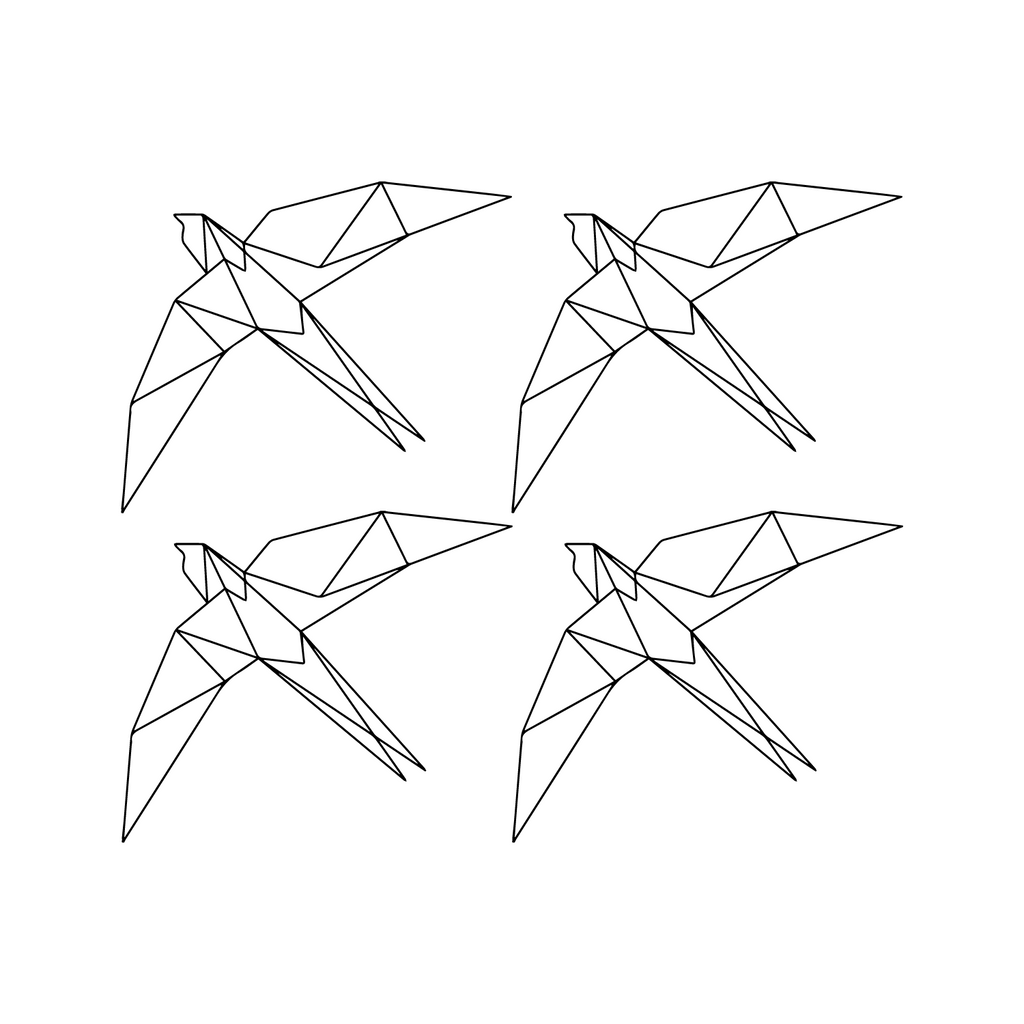 Set of 4 Vinyl Wall Art Decal - Geometric Bird - 9.48" x 11.53" Each - Vinyl Stickers for Home Apartment Use - Chic Geometric Animals for Living Room Bedroom Decorations 660078113578