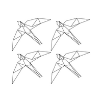 Set of 4 Vinyl Wall Art Decal - Geometric Bird - 9.48" x 11.53" Each - Vinyl Stickers for Home Apartment Use - Chic Geometric Animals for Living Room Bedroom Decorations 660078113578