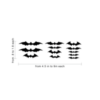 12 bats set - From 4.5 in to 9 in each - Spooky Black Halloween Wall Art Vinyl Decal Bats Sticker